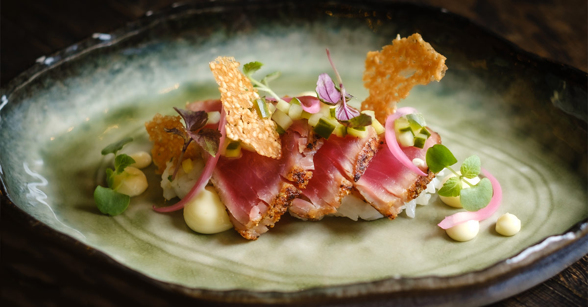 Sushi rijst met tonijn en ponzudressing