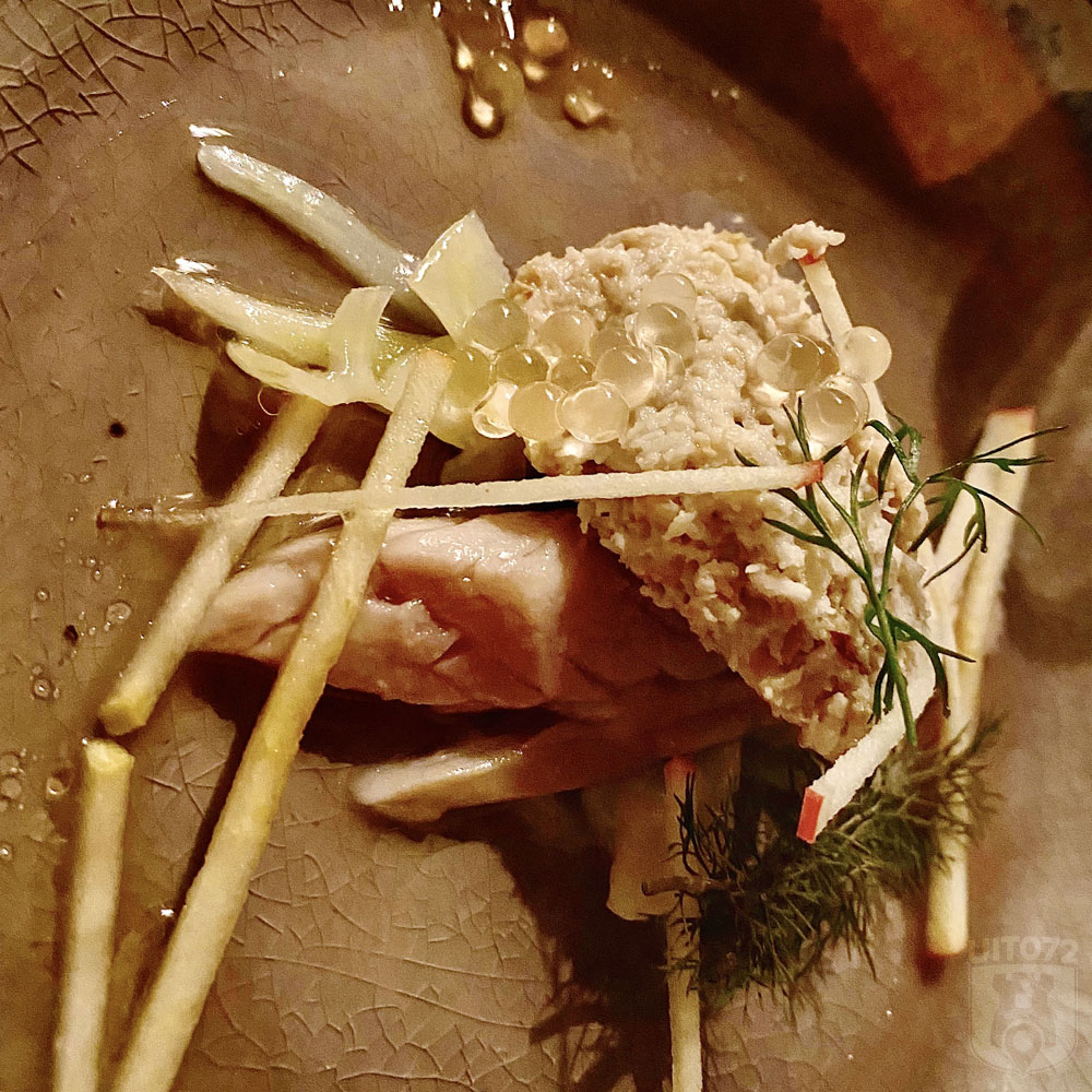 Jonge appel | ingelegde makreel | venkel | champagne vinaigrette