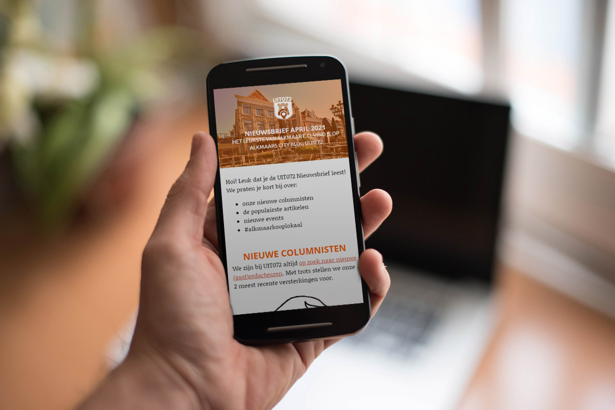 UIT072 nieuwsbrief op mobiel