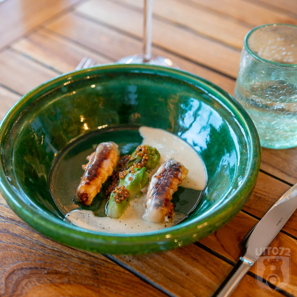 Langoustine | lardo | puntarelle | paling beurre blanc